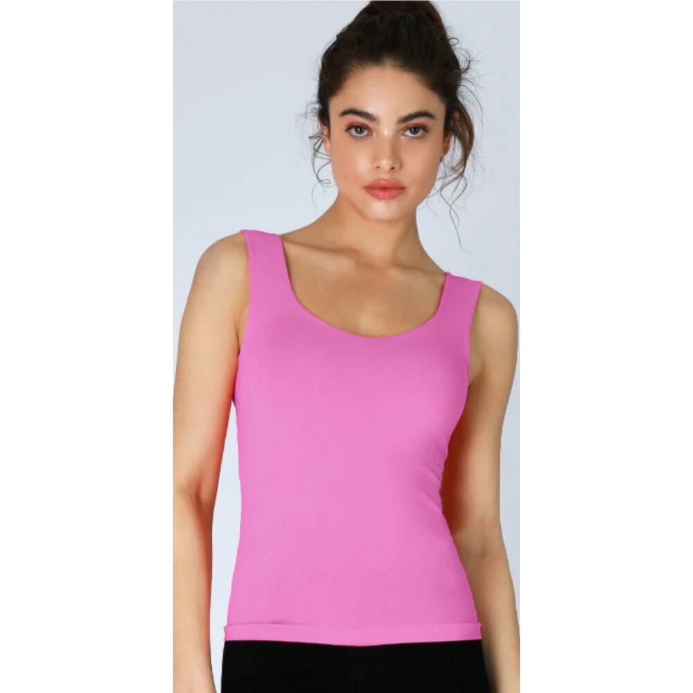 Jude Connally Pink Stretch Tank Top Sleeveless Scoop Neck Small